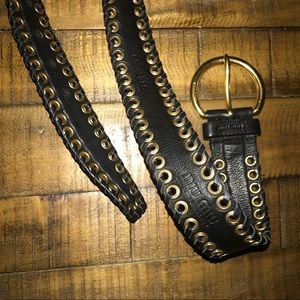 Miu Miu Leather Black and Gold Belt